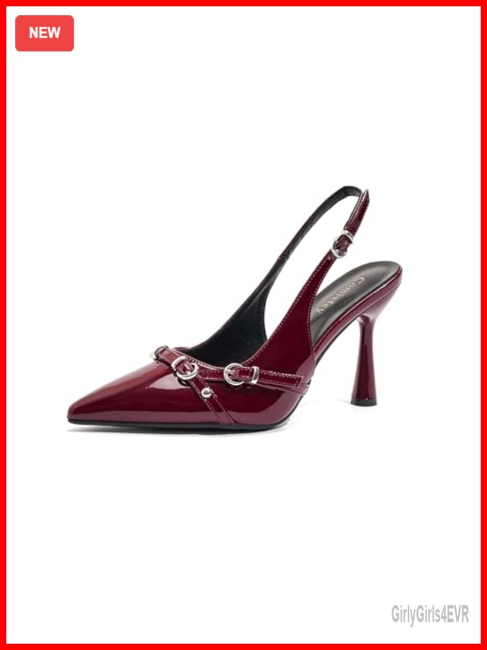 Pointed Toe Slingback Pumps Faux Leather Stiletto Heel